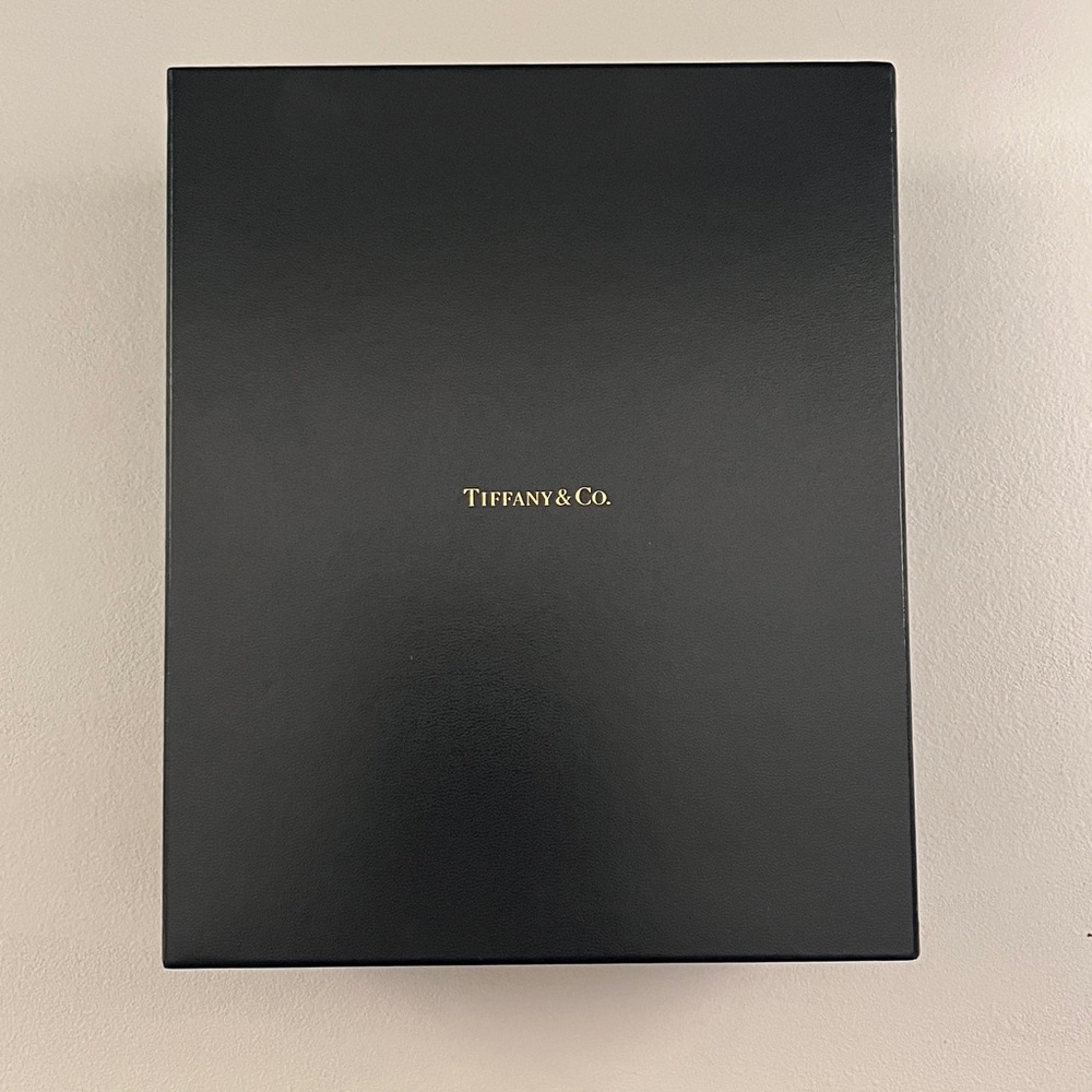 Tiffany & Co. Navy Blue Champagne Box with White Ribbon
